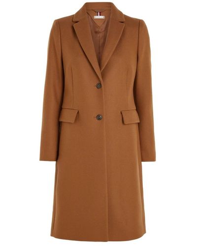 Tommy Hilfiger Single-Breasted Coats - Brown