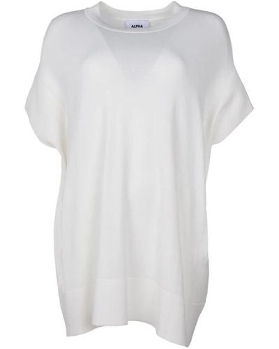 Alpha Studio Ärmelloses kleid mit rundhalsausschnitt - Weiß