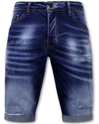 Local Fanatic Blaue zerrissene shorts slim fit -1081- blau