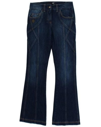 Roberto Cavalli Blaue baumwoll-stretch niedrige taille jeans