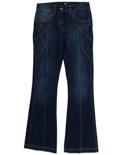 Roberto Cavalli Jeans blu in cotone elasticizzato a vita bassa