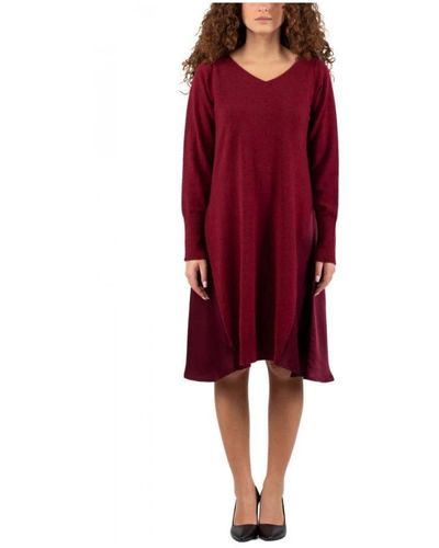 Clips Knitted Dresses - Red