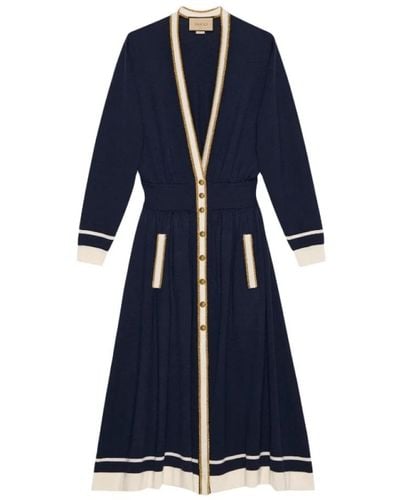 Gucci Midi-Kleid aus Wolle - Blau