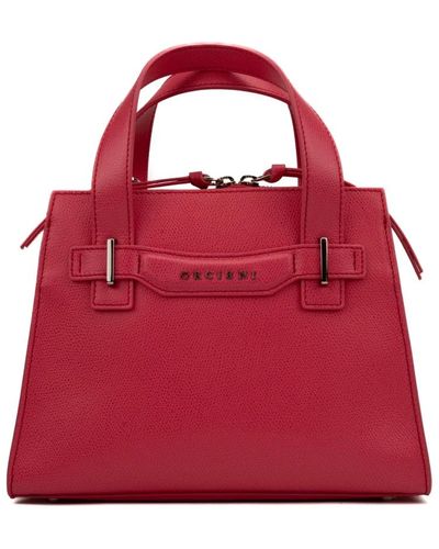 Orciani Rosa lederhandtasche mit reißverschluss - Rot