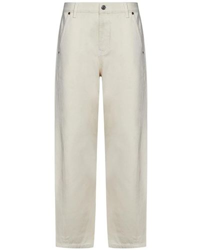 Victoria Beckham Jeans blancos de algodón lavado de corte holgado y tiro bajo - Neutro
