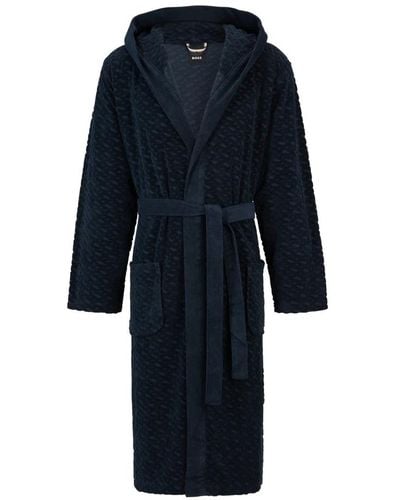 BOSS Monogram-pattern Dressing Gown - Blau