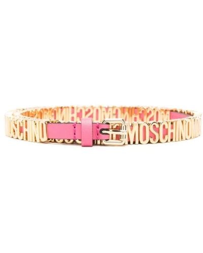 Moschino Rosa pink/gold-tone leder gürtel