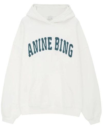 Anine Bing Harvey sweatshirt elfenbein baumwolle kapuzenpullover - Weiß