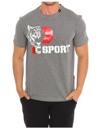 Philipp Plein Kurzarm t-shirt mit markendruck,t-shirt mit kurzem ärmel und markendruck - Grau