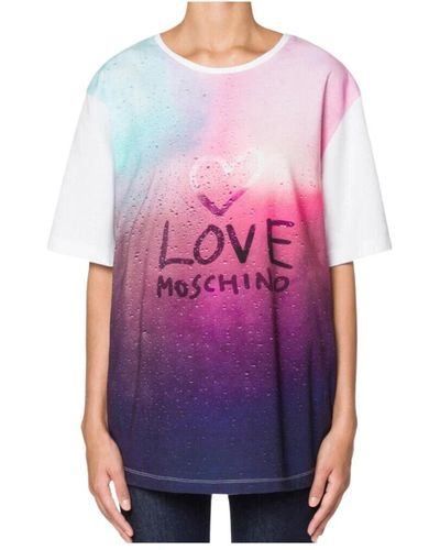 Love Moschino Logo magliette cotone donna casual - Viola
