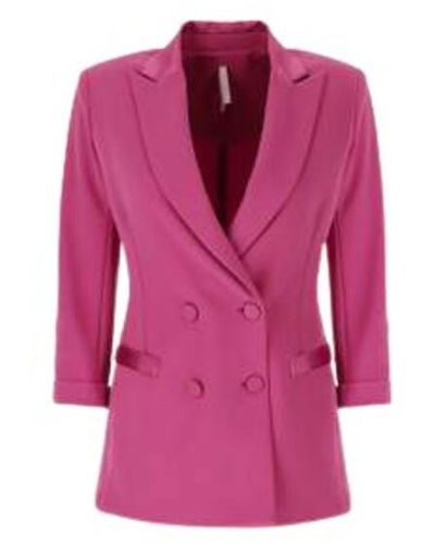 Imperial Double breasted blazer with satin look details - Rosa