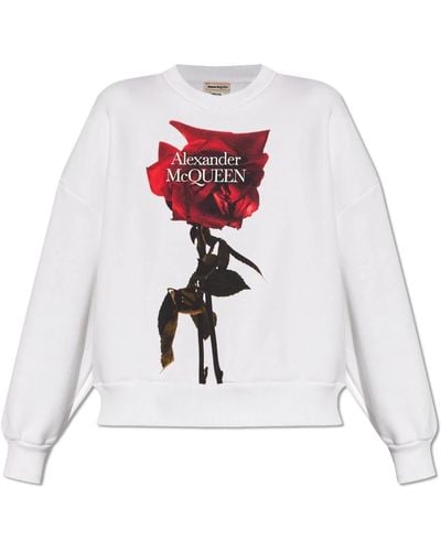 Alexander McQueen Schattenrose bedruckter sweatshirt - Weiß