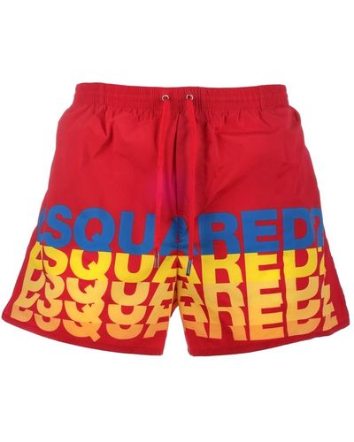 DSquared² Boxer costume mare rosso logo regular fit - Arancione