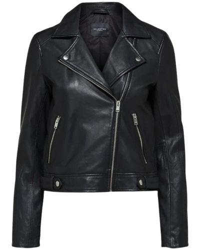 SELECTED Leather Jackets - Schwarz