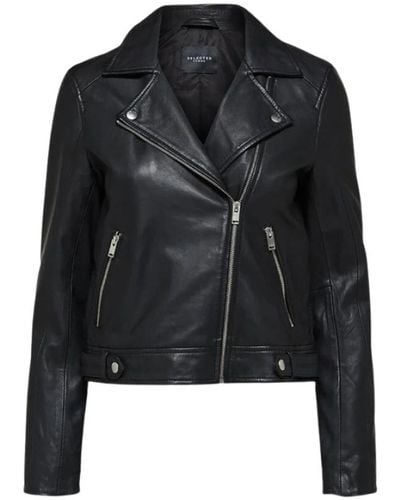 SELECTED Leather jackets - Negro