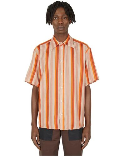 (DI)VISION Camicia a maniche corte a strisce - Arancione