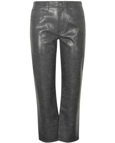 Agolde Leather Trousers - Grey