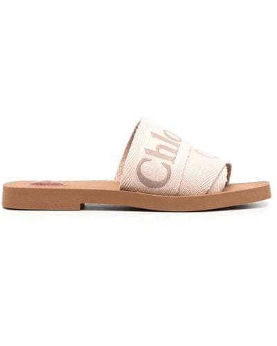 Chloé Logo-bestickte slip-on sandalen - Pink