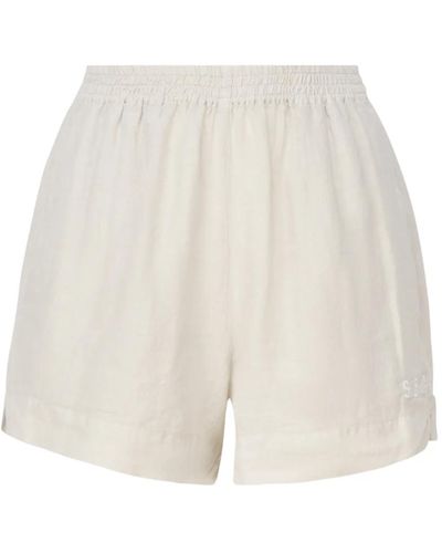 Mc2 Saint Barth Weiße leinen-shorts mit elastischem bund - Natur
