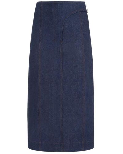 Jacquemus Navy brown falda midi - Azul