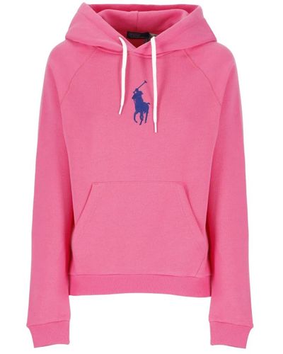 Ralph Lauren Rosa baumwollpullover mit kapuze und kängurutasche - Pink