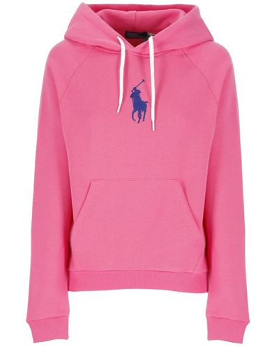 Ralph Lauren Sudadera rosa de algodón con capucha y bolsillo canguro