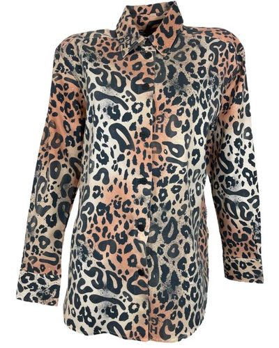 BOSS Leopardenmuster boyfriend shirt oversized bluse - Schwarz