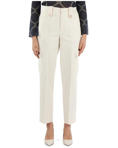 Twin Set Pantalone in saia di cotone e lino - Bianco