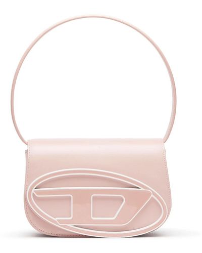 DIESEL 1dr - ikonische schultertasche aus pastellfarbenem leder - Pink