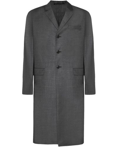 Prada Single-Breasted Coats - Grey