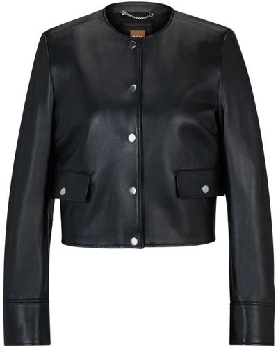 BOSS Abrigo corto negro de cuero - modelo samarie