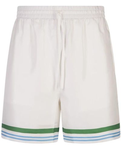 Casablancabrand Weiße seidenstreifen shorts