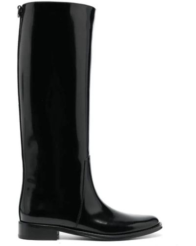 Saint Laurent Glänzende schwarze hohe stiefel hunt