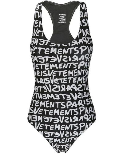 Vetements Graffiti Monogram Swimsuit - Black