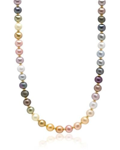Nialaya Pastel pearl necklace with gold - Mettallic