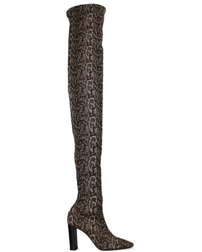 Saint Laurent Moon overknee-stiefel mit python-print - Braun