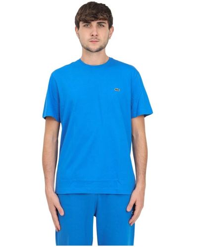 Lacoste T-shirt uomo blu con patch coccodrillo