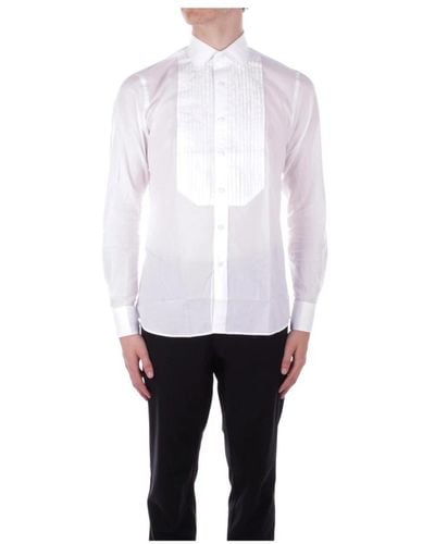 Tagliatore Weiße hemd mit knopfleiste und plissierten details