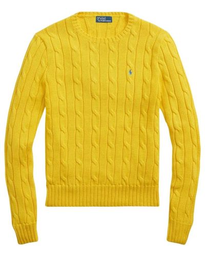 Polo Ralph Lauren Baumwoll-rundhalspullover mit zopfmuster - Gelb