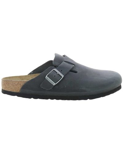 Birkenstock Uomo nero boston oiled pelle scarpe - Grigio