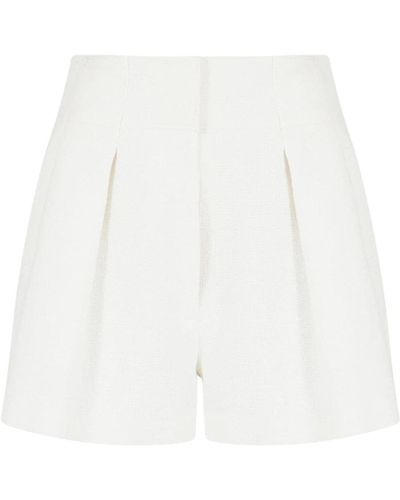Emporio Armani Shorts de algodón blanco con detalles plisados