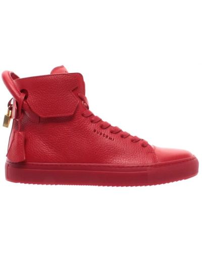 Buscemi Scarpe uomo sneakers rosse pelle calf leather gold 125mm handmade italy - Rosso