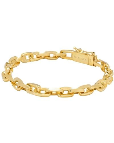 Nialaya Men's Thin Gold Link Bracelet - Gelb