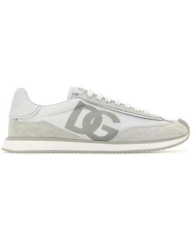 Dolce & Gabbana Zweifarbige wildleder-mesh-sneaker - Weiß