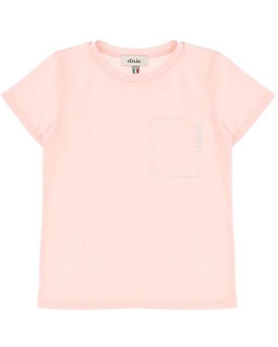 Dixie Baumwoll t-shirt mit applikation - Pink
