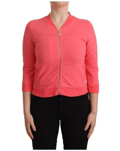 Blumarine Rosa baumwoll-zip-sweater für frauen - Rot