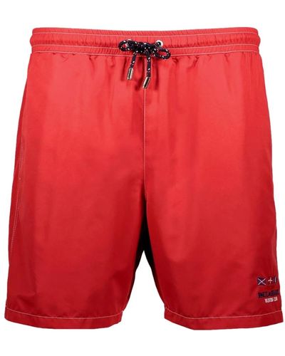 Paul & Shark Strandbekleidung Shorts mit elastischem Bund und Kordelzug - Rot