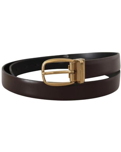 Dolce & Gabbana Cintura in pelle marrone scuro con fibbia metallica - Nero