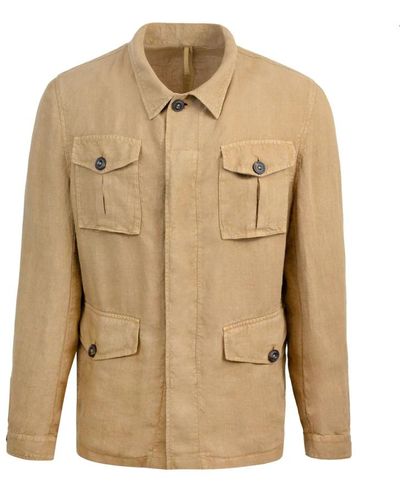 Lubiam Overshirt sportivo camel con bottoni a contrasto - Neutro