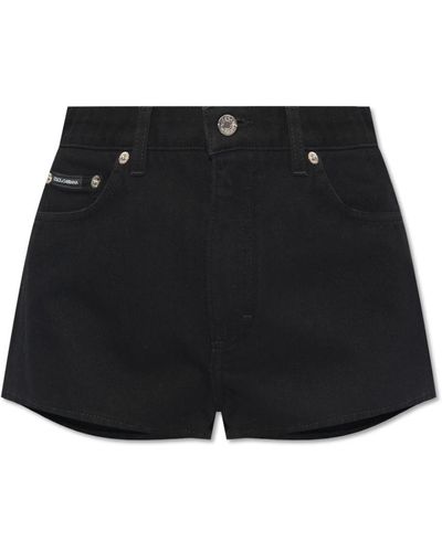 Dolce & Gabbana Shorts in denim a vita alta - Nero